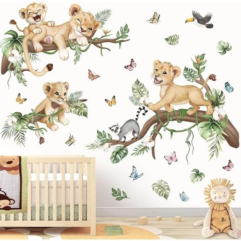 Lion Animals Jungle Wall Stickers Branch Tree (1/3)