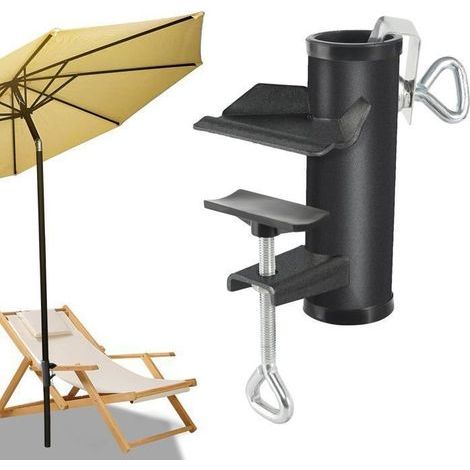 Pied De Parasol Plage, Support Parasol Balcon pour Balustrade, Support Parasol Metal, Accroche Parasol Attache Pince De Table pour (1/5)