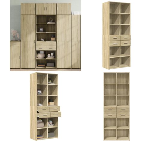 Highboard Sonoma-Eiche 70x42,5x185 cm Holzwerkstoff - Sideboard - Hochschrank - Wohnzimmermöbel - Eiche Dekor - Holzwerkstoff - Home & Living (1/5)