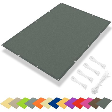 Voile d'ombrage rectangulaire imperméable de 1 x 2 m - Bloque 95 % des rayons UV - Avec corde - Pour extérieur, terrasse, balcon - Gris foncé (1/5)