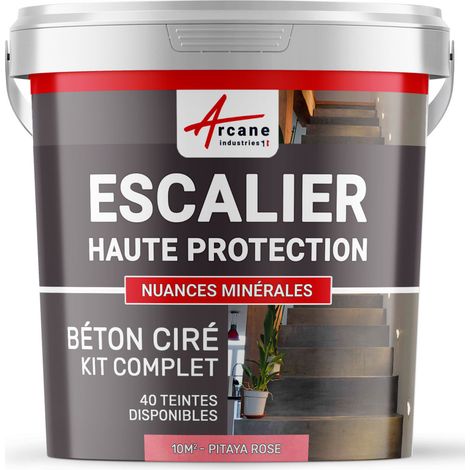 Béton ciré escalier, kit complet - 10 m² (en 2 couches) Pitaya Rose - ARCANE INDUSTRIES