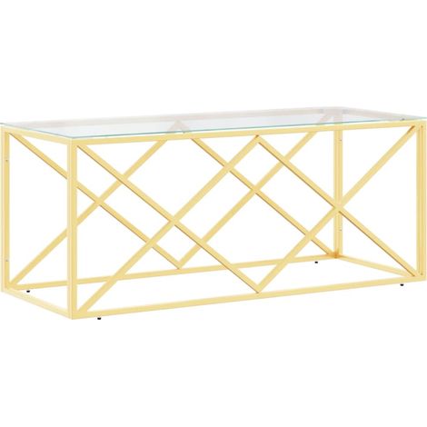 Tavolino da Salotto 110x45x45 cm in Acciaio Inox e Vetro vidaXL
