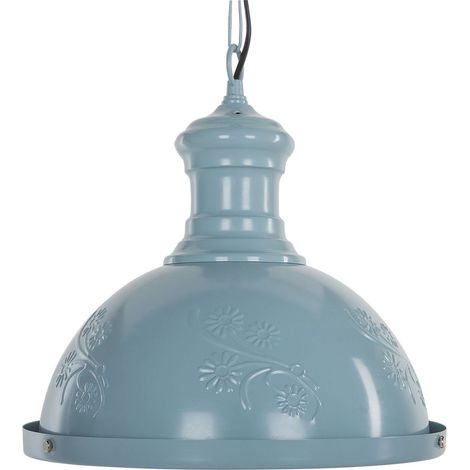 Pendant Lamp Blue Metal Round Shape Flower Ornaments Industrial DIDESSA