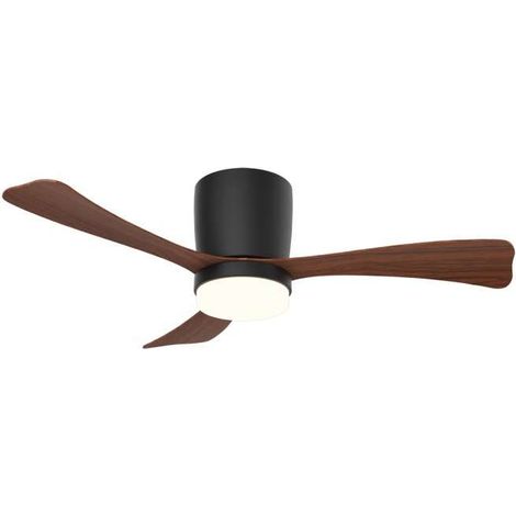 Ventilador a techo modelo Kent, 3 palas acabado negro/madera, 21cm(alto) 107cm(ancho) 107cm(fondo) . (1/5)