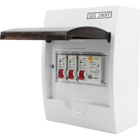 Boîte de distribution électrique bidirectionnelle 40 A 30 mA avec disjoncteur différentiel et disjoncteur magnétothermique pour installations électriques résidentielles et de garage (1/5)