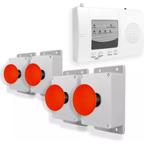 Alerte panique 300m sans fil - 4 boutons coup de poing sur piles & Carillon - 4 zones / 4 Sortie NO / NC & 1 sortie 12V (1/5)