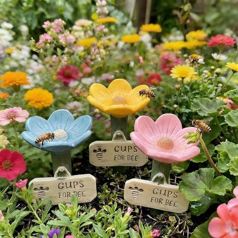 Station d'abreuvement pour abeilles - Abreuvoir en forme de fleur - Bols en céramique - Îlot à abeilles - Pollinisateur - Jardin - Décoration de jardin - Pour la décoration du jardin et la pollinisati (1/5)