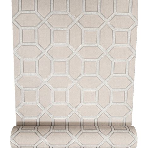 Geometric Taupe Beige Grey Glitter Textured Heavy Vinyl Premium Wallpaper Thick (1/4)