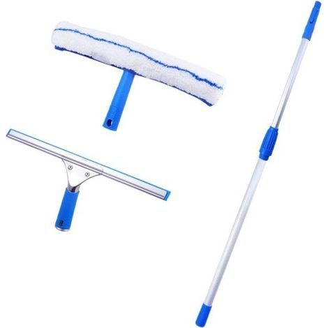 Raclette à vitre Professionnelle(35cm) - 80-120cm - Lave-vitre avec Raclette Silicone et Brosse Microfibre, pour Salle de Bain (1/5)