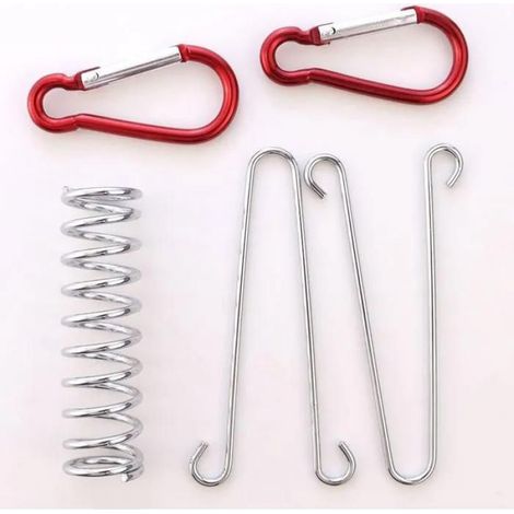 Ressorts De Tension - Acier - Pour Toile D Ombrage Bache Auvent - Lot De 5 Avec 10 Mousquetons (1/5)