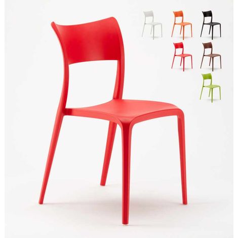 Chaise de salle à manger bar restaurant et jardin en polypropylène Parisienne - Rouge (1/5)