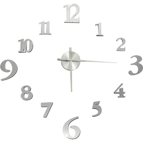 Horloge murale 3D, design moderne, argentée, 100 cm XXL (1/5)