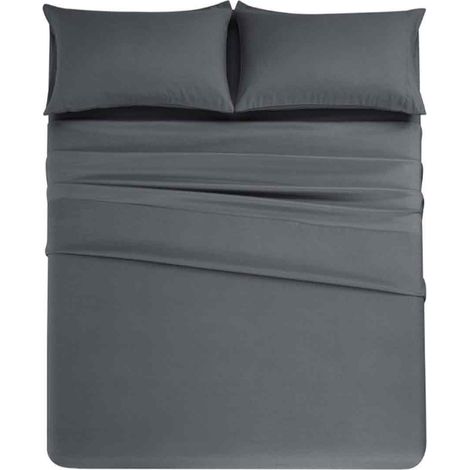 Ensemble de draps-housses Dan River Cal King en jersey de coton, 4 pièces, doux et respirant, à poches profondes, 145 g/m², gris