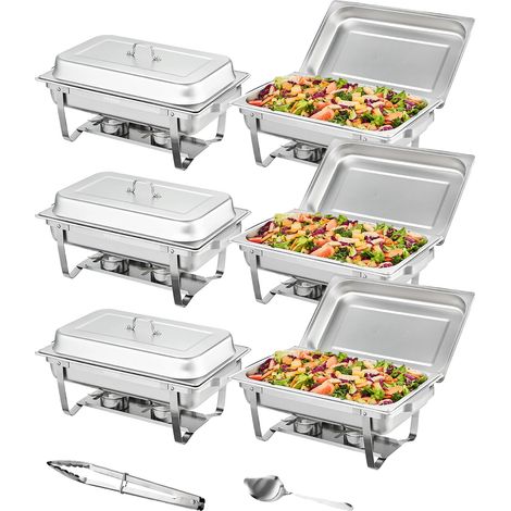 Plat de service, capacité de 8 quarts, ensemble de buffet complet, 6 Packs (1/2)