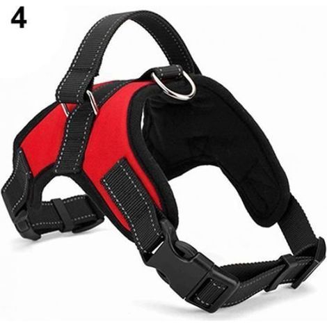 839754 Harnais pour chien de grande taille, harnais de dressage réglable et doux, sortez à la main avec sangle gilet, rouge L
