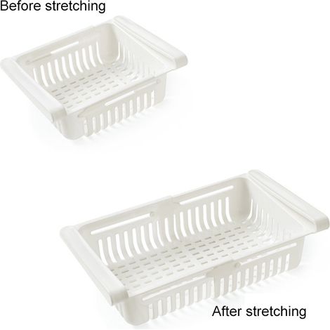 Organisateur de tiroir de réfrigérateur rétractable multifonction gain de place boîte de rangement blanc 20,5x16,4x7,6cm (1/2)