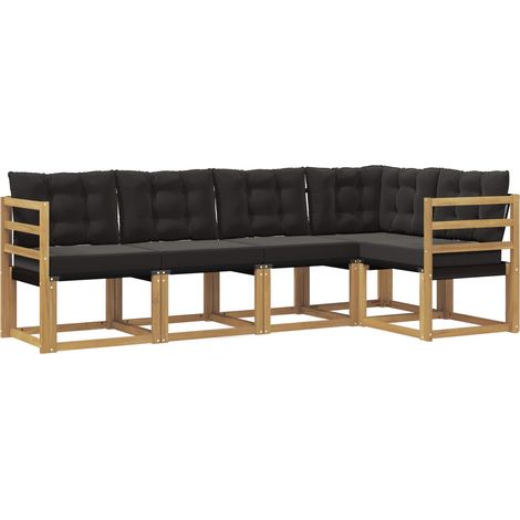 Outdoor Sofa Set with Cushion 5 pcs White and Black vidaXL (1/5)