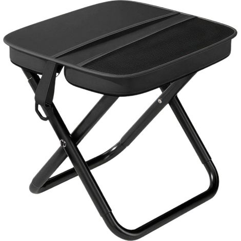 Tabouret pliable de camping, portable, jusqu'à 120 kg, avec fermeture éclair, noir (1/5)
