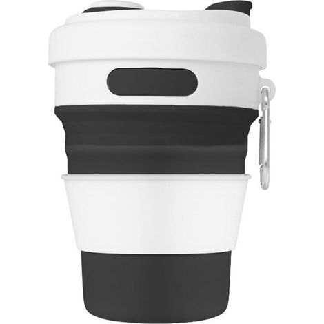 Gobelet pliable Voyage, gobelet pliable en silicone, tasse à café portable, gobelets pliables en silicone avec couvercle (noir) (1/4)