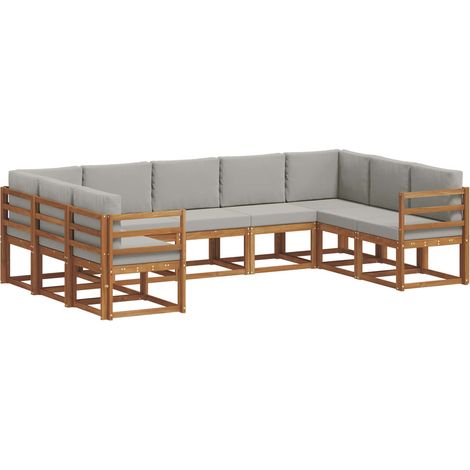 Outdoor Sofa Set with Cushion 9 pcs Natural and Light Grey vidaXL (1/5)