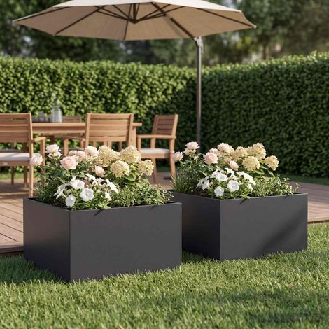 vidaXL Macetero de Jardín 2 uds. Negro 60 x 60 x 30 cm (1/5)