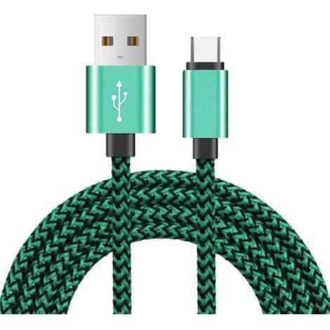 Grünes Kabel-Handyladegerät [2 m] Geflochtenes Nylon-USB-Kabel Schnellladekabel für Handys Typ - 2 Meter Ladekabel