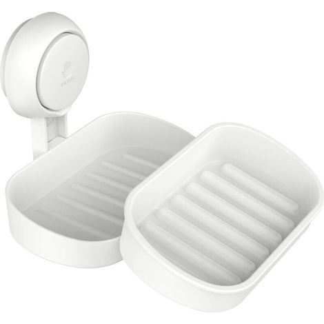 Porte Savon à Ventouse Ventouse Savon sans Perçage & Réutilisable 1 Seconde d'Installation Porte Savon Douche Charge 5KG Impérable Support pour Carrelage Paroi de la Douche Salle de Bain -Blanc (1/5)