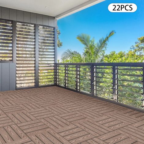 22pcs parquet en plastique épissé, 30x30cm plancher de jardin en plastique balcon épaisseur 0.8in, drainage creux