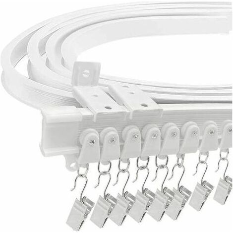 Tringle à rideaux, Rail de rideau de plafond flexible pour baie vitrée, environ 5 m, pliable courbe support mural en plastique robuste pour séparateur de chambre (1/5)