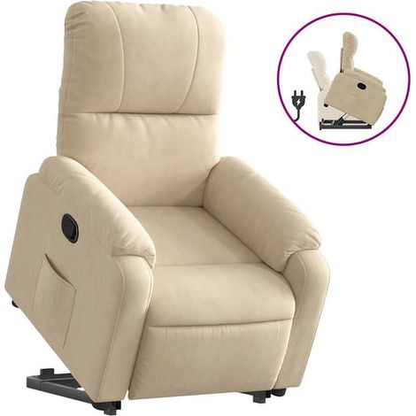 Fauteuil inclinable en tissu microfibre beige (1/5)