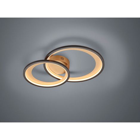 Plafoniera Led Soffitto Doppio Cerchio Dimmer Nero Oro 59 cm Granada GD Trio