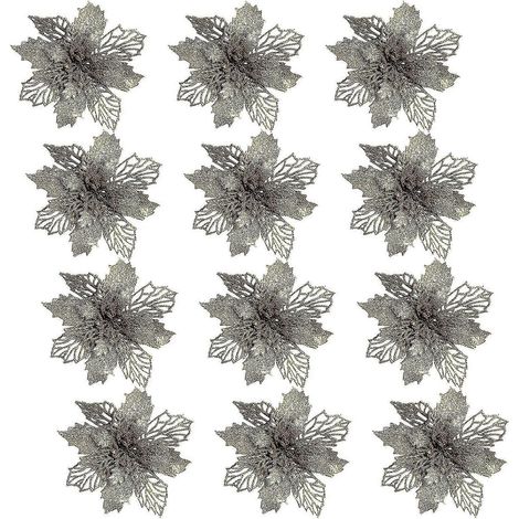 Decoraciones navideñas. Flores navideñas para decorar el árbol de Navidad, coronas navideñas, cajas de regalo y adornos para interiores y exteriores. (1/5)