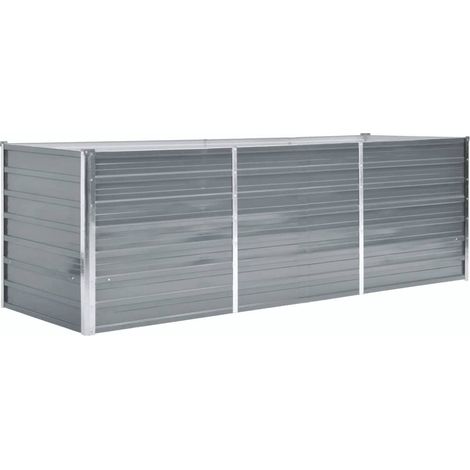 Garden Raised Bed Galvanised Steel 240x80x77 cm Grey vidaXL