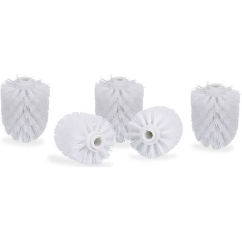 Relaxdays Toilet Brush Head Set of 5, Loose Toilet Brushes, 12 mm Threads, Replacement Heads, Diameter 7 cm, White (1/5)