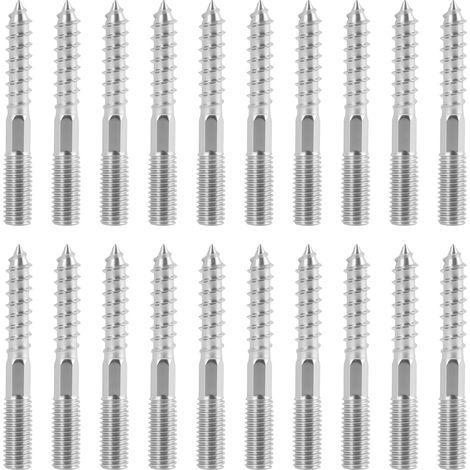 20PCS Vis à Double Filetage M8 x 60 mm en Acier Zingué, boulons de suspension et boulons à double filetage, face m8 pour Assemblage Bois Métal, Accessoires D'assemblage de Meubles (1/5)