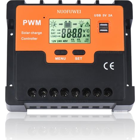 PWM 80A Contrôleur de Charge Solaire 12V 24V 48V Identification Automatique, 80A Régulateur Charge Solaire avec Affichage Rétroéclairé Capteur Température, pour Plomb Acide Batterie lithium Batterie (1/5)
