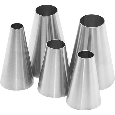 Lot de 5 Douille Acier Inoxydable, Dimensions Variées, Pour Gâteau, Cupcake, Pâtisserie (1/4)