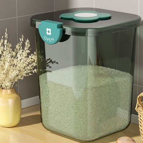 Reisaufbewahrungsbehälter, luftdichter Küchenbehälter, feuchtigkeits- und insektenbeständig, lebensmittelechte Reisbox, Reisbehälter, Nudeleimer, Reisaufbewahrungsbox, transparent grün (1/5)