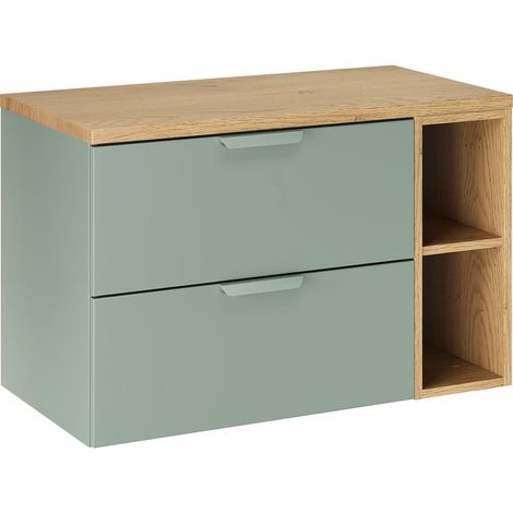 Meuble sous-vasque 80cm 2 niches Oria Vert mat (1/5)
