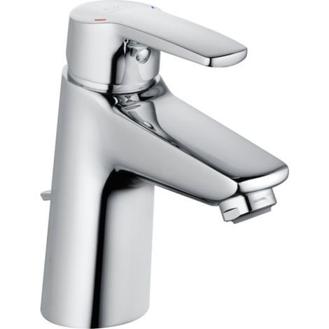 Heinrich Schulte Alpha 320 Waschtischarmatur chrom  Waschbeckenarmatur mit Einhebelmischer und Ablaufgarnitur 1 1/4 Zoll  Moderne Wasserhahn Armatur 110 mm Ausladung  Badarmatur