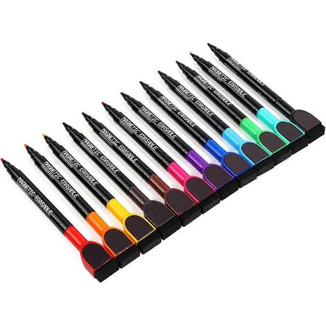 Marqueur magnétique effaçable à sec, pointe fine, avec gomme, multicolore (1/5)