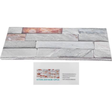 12 Autocollants PVC Imperméables pour Salle de Bain, Cuisine, Salon, Revêtement de Sol Adhésif Décoratif (KIT046)