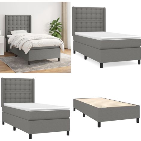 Boxspringbett mit Matratze Dunkelgrau 90x200 cm Stoff - Boxspringbett - Doppelbett - Bettenrahmen - Schlafsystem - Massivholzbette - Home & Living (1/5)