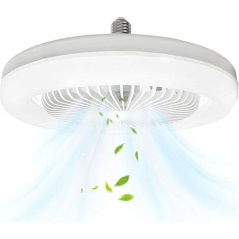 Ventilateur de plafond fermé avec lumière, lampe E27 30W ventilateur de plafond silencieux, 3 modes de fonctionnement, ventilateur mural portable avec lumière blanche (1/5)