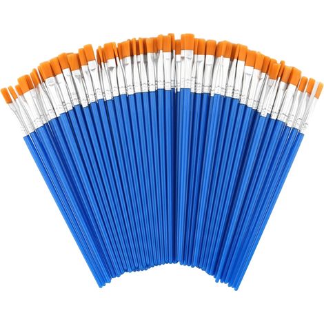 Lot de 60 Pinceaux Peinture, Pinceau Aquarelle, Acrylique Pinceaux Plats, Pinceau Fin, avec Manche en Plastique, pour débutants, Artistes, peintures, Amoureux, Graffiti, Dessin, Bleu (1/5)
