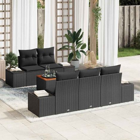 Conjunto de sofás de jardín 6 pcs Negro ratán sintético vidaXL (1/5)