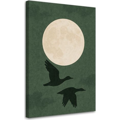 Wandbild Japandi Enten im Flug Minimalismus Cremefarben Grün 40x60 cm (1/5)