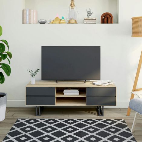 Meuble tv moderne en chêne blanc ZONZA (1/5)