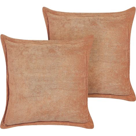 Dekokissen 2er Set ZINNIA Cord 43 x 43 cm Orange Ohne Muster