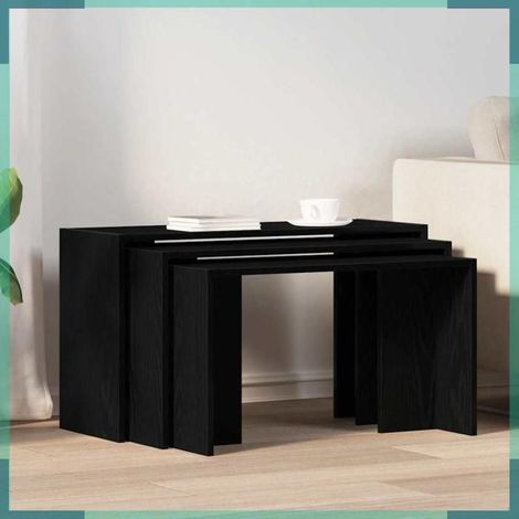 Tables gigognes - 3 pcs - Noir - Bois d'ingénierie (panneaux) - 3 tailles 68/74/80 x 29 x 39/42/45 cm (1/5)